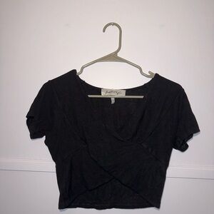 Kendall + Kylie Black Wrap Crop Top